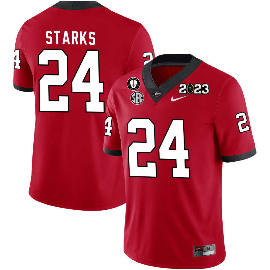 Georgia Bulldogs Men's Malaki Starks #24 Red 2022-23 CTP National Championship Stitched College UGA Football Jersey 23JW018AQ